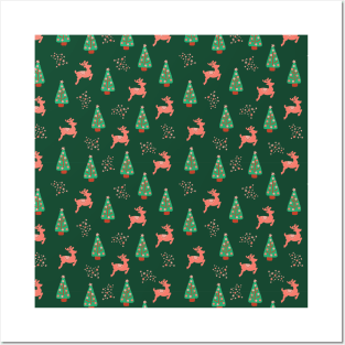 Pink and Green Reindeer Forest Posters and Art